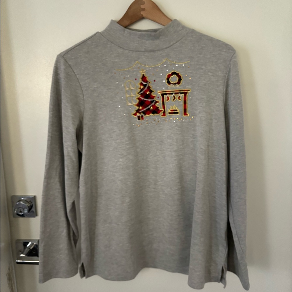 Quaker factory long sleeve shirt Christmas theme size large